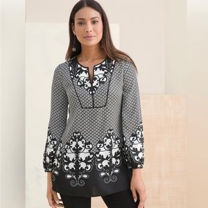 CHICO’S tunic geometric-print peplum blouse NEW with tag